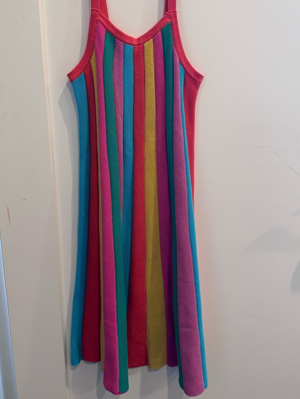 Nordstrom “Peek” Multicolor Striped Knit Dress in Pink, Teal, Gold size 10 EUC